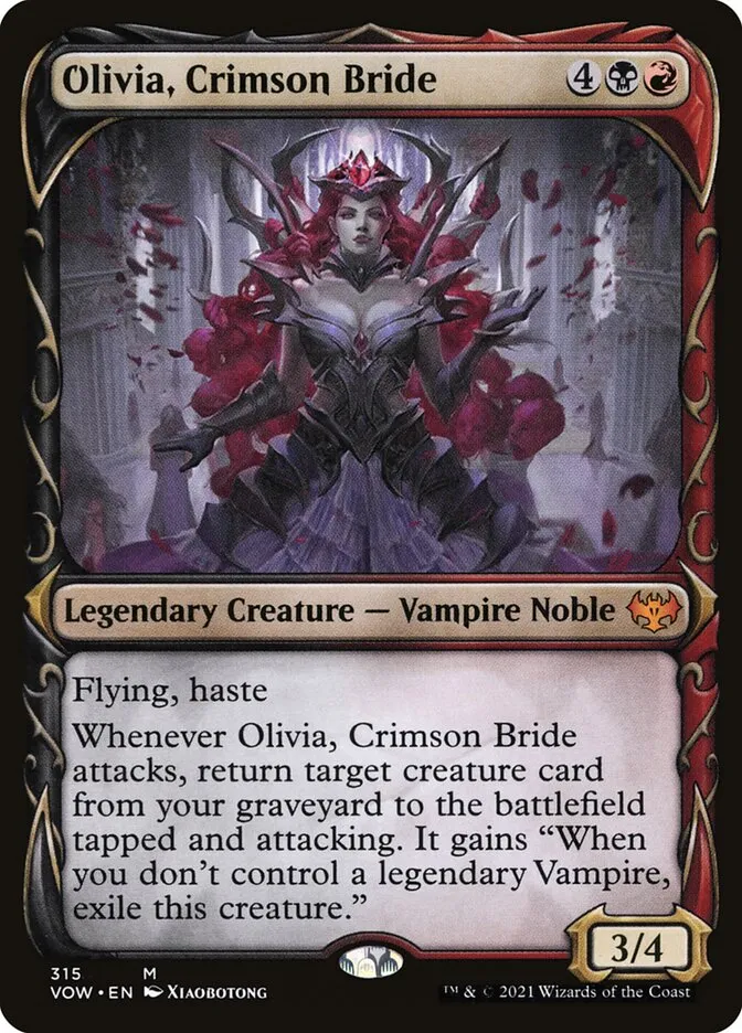 2021 Innistrad: Crimson Vow Olivia, Crimson Bride [Showcase Foil] mythic #315 mythic card image