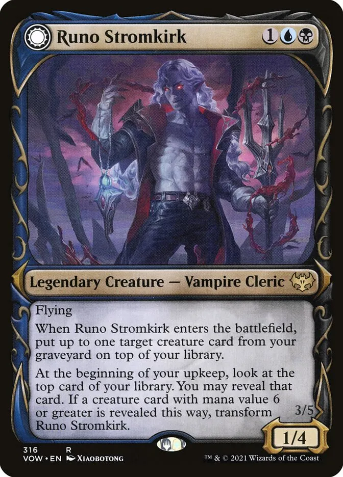 2021 Innistrad: Crimson Vow Runo Stromkirk // Krothuss, Lord of the Deep #316 rare card image