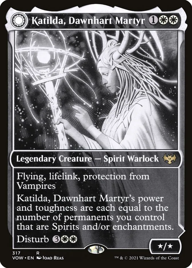 2021 Innistrad: Crimson Vow Katilda, Dawnhart Martyr // Katilda's Rising Dawn #317 rare card image