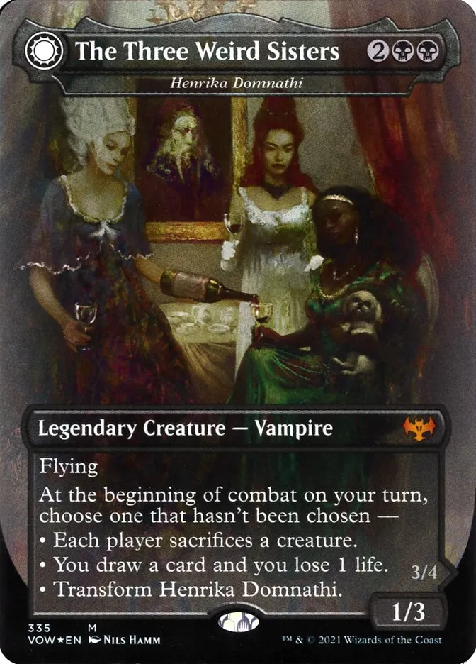 2021 Innistrad: Crimson Vow Henrika Domnathi // Henrika, Infernal Seer #335 mythic card image