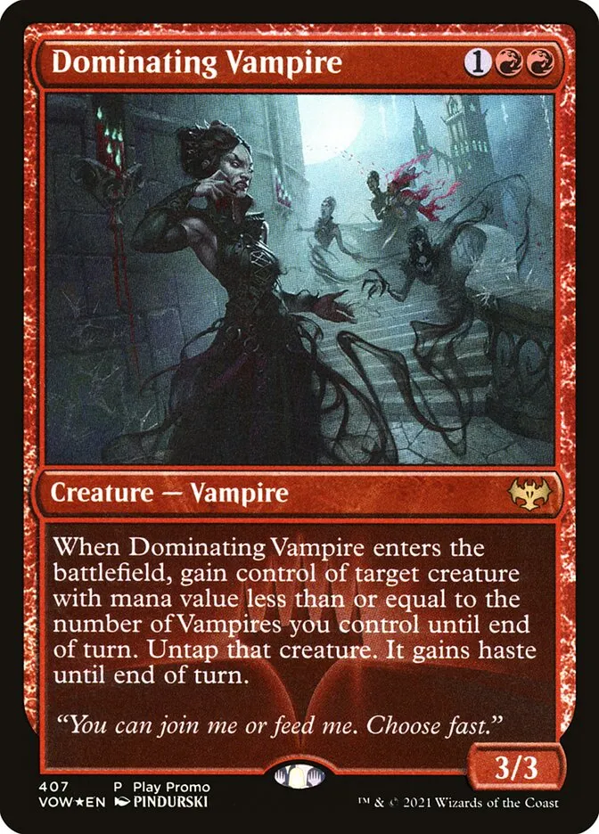 2021 Innistrad: Crimson Vow Dominating Vampire #407 rare card image