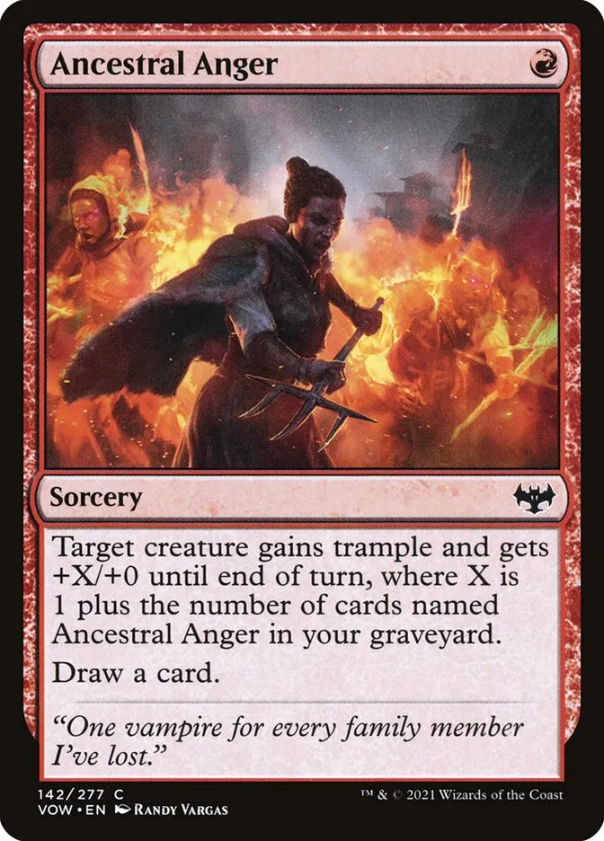 2021 Innistrad: Crimson Vow Ancestral Anger #142 common card image