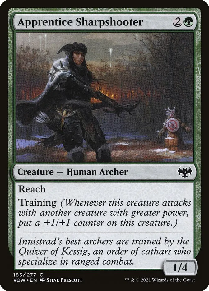 2021 Innistrad: Crimson Vow Apprentice Sharpshooter #185 common card image