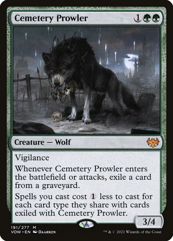2021 Innistrad: Crimson Vow Cemetery Prowler #191 mythic card image
