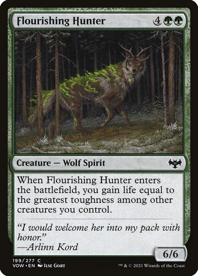 2021 Innistrad: Crimson Vow Flourishing Hunter #199 common card image