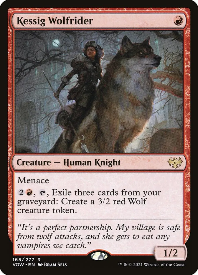 2021 Innistrad: Crimson Vow Kessig Wolfrider rare #165 rare card image