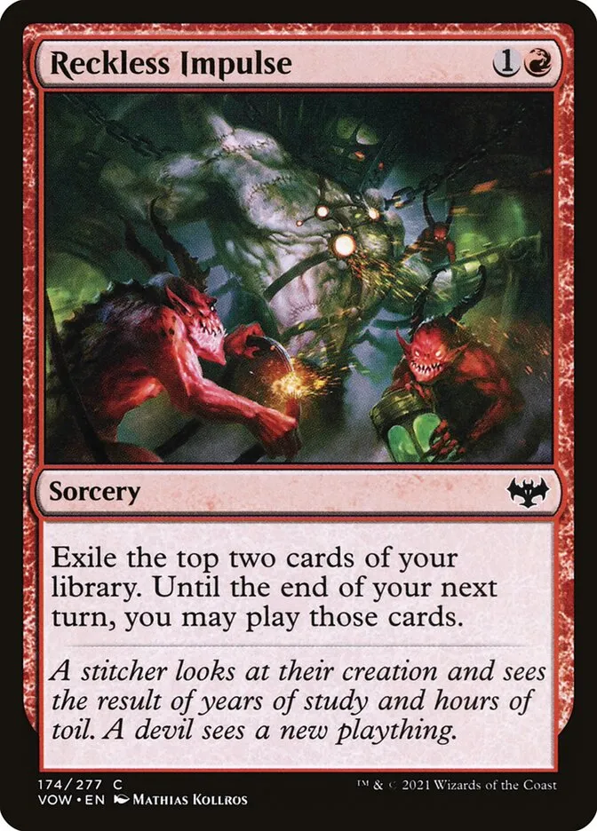 2021 Innistrad: Crimson Vow Reckless Impulse #174 common card image