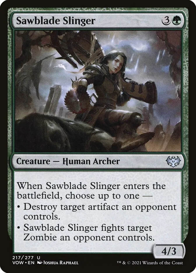 2021 Innistrad: Crimson Vow Sawblade Slinger #217 uncommon card image