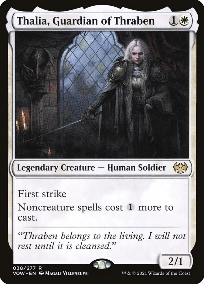 2021 Innistrad: Crimson Vow Thalia, Guardian of Thraben rare #38 rare card image
