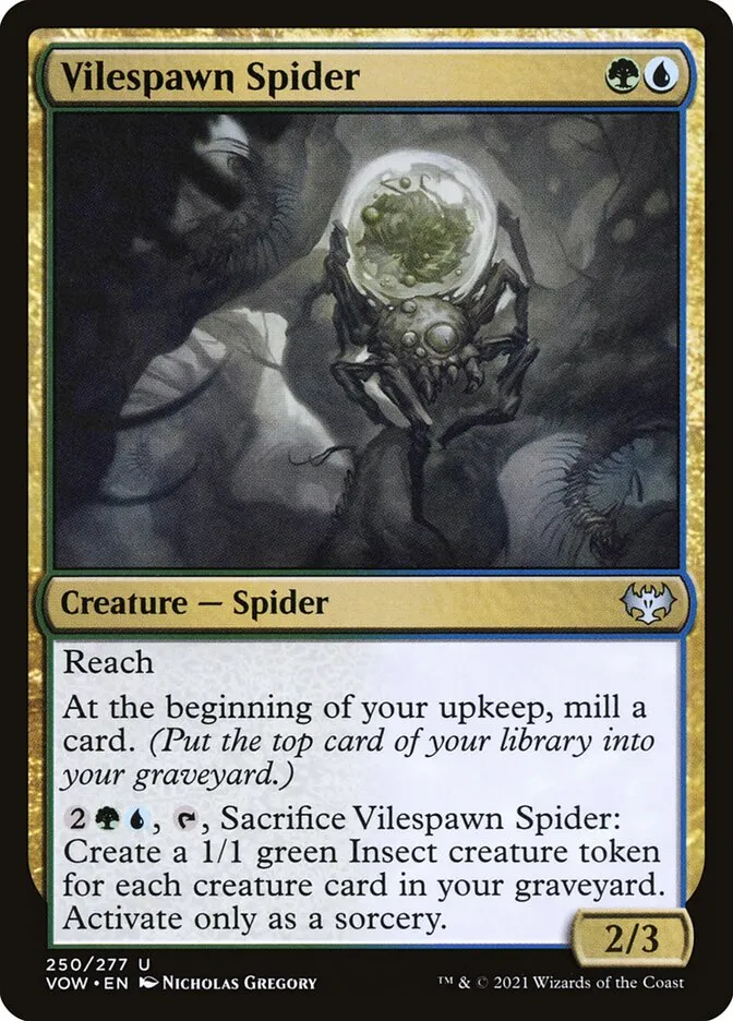 2021 Innistrad: Crimson Vow Vilespawn Spider #250 uncommon card image