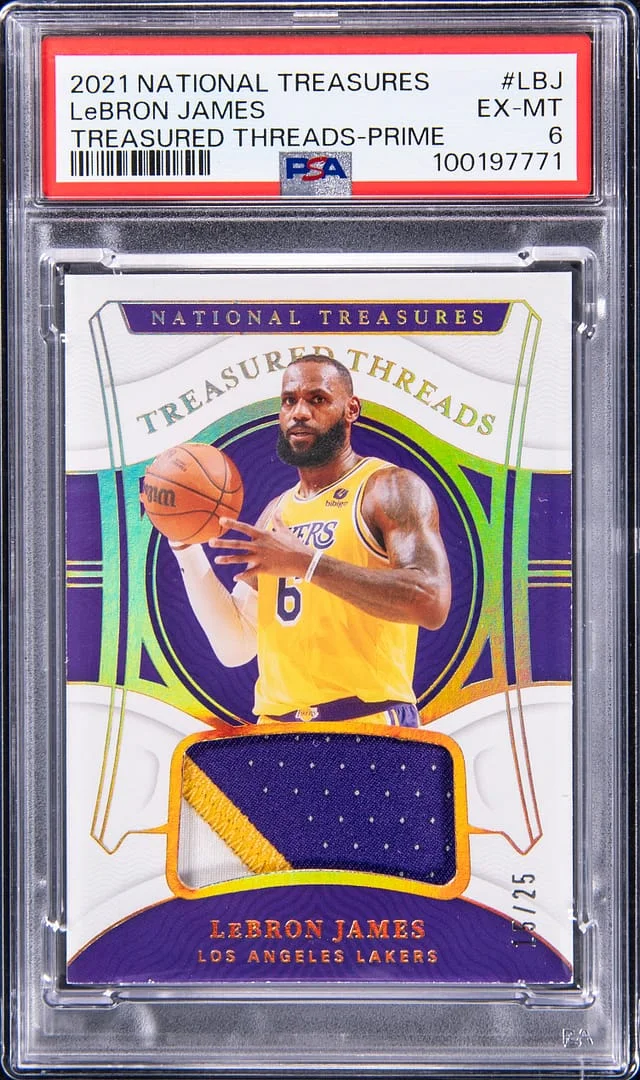 2021 National Treasures LeBron James Treasured Threads-Prime #LBJ card image