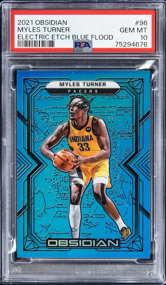 2021 Obsidian Myles Turner Electric Etch Blue Flood #96 card image