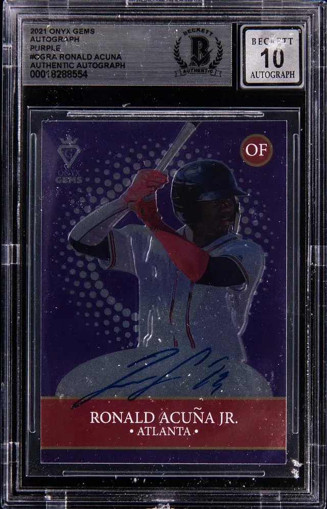 2021 Onyx Gems Autograph Purple Ronald Acuna Jr. #OGRA card image