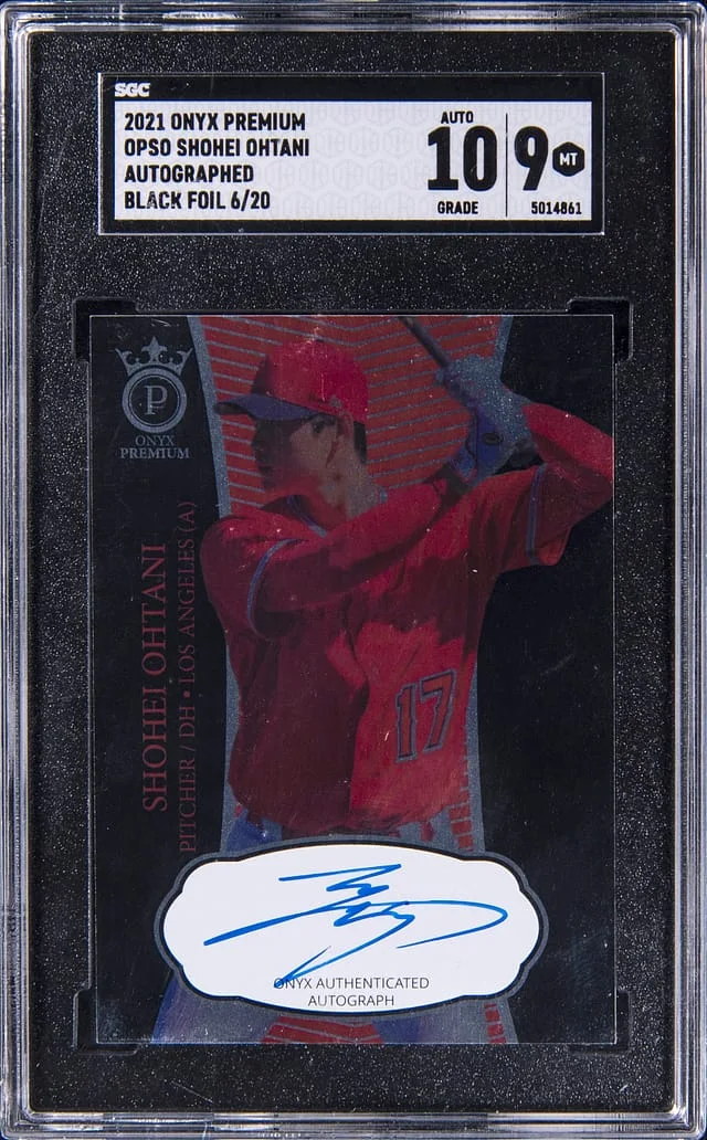 2021 Onyx Premium Autographed Black Foil Shohei Ohtani #OPSO card image