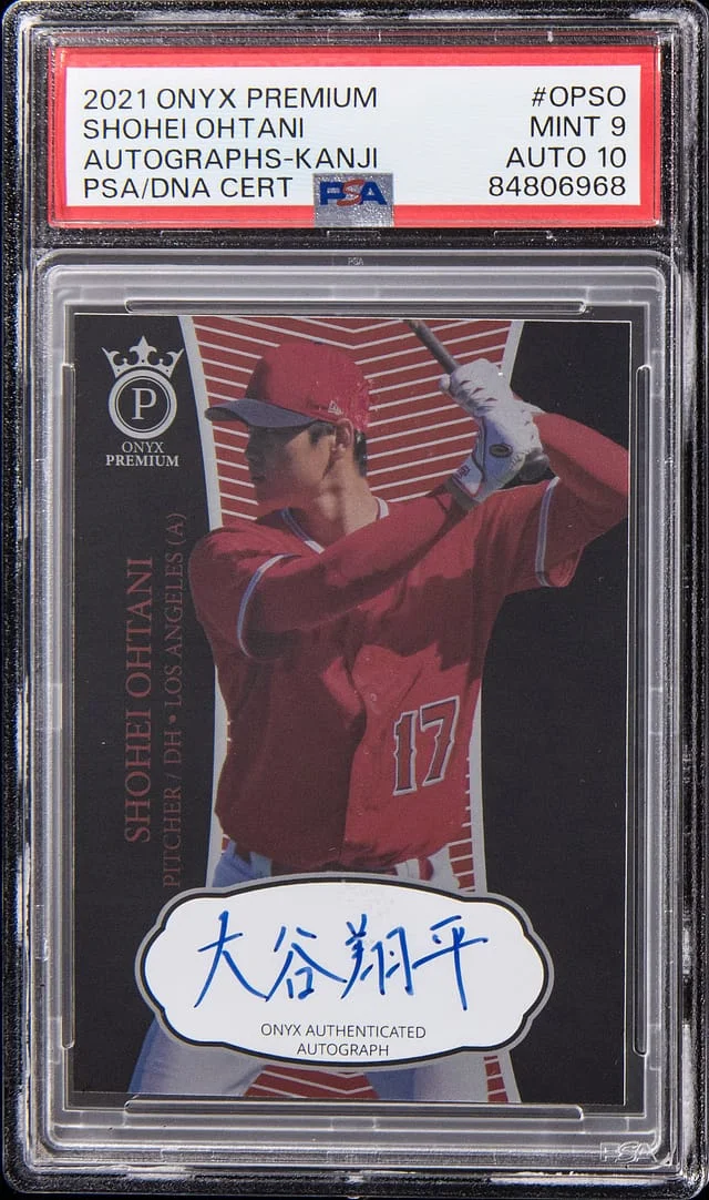 2021 Onyx Premium Autographs Kanji Shohei Ohtani #OPSO card image