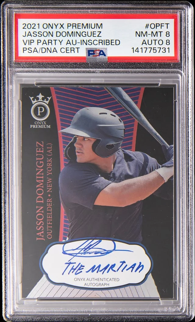 2021 Onyx Premium VIP Party Autograph-inscribed Jasson Dominguez #OPFT card image
