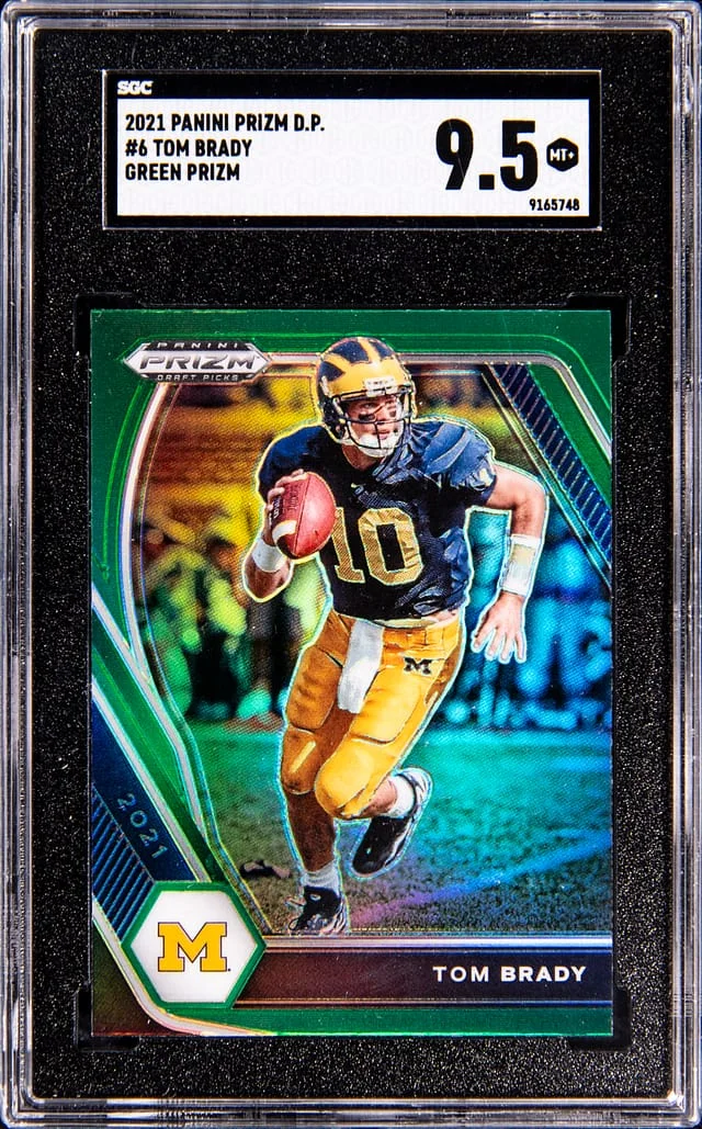 2021 Panin Prizm Draft Picks Green Prizm Tom Brady #6 card image
