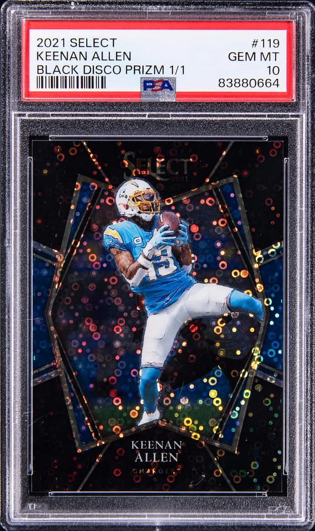2021 Panin Select Black Disco Prizm Keenan Allen #119 card image