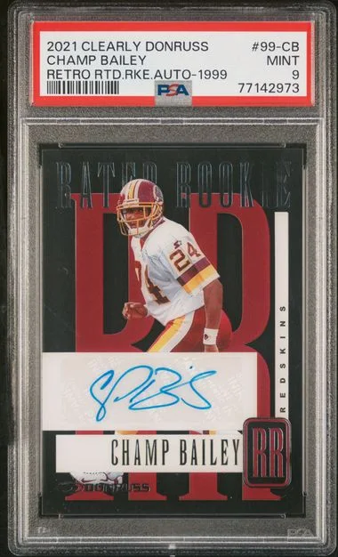 2021 Panini 99-Cb Champ Bailey Clearly Donruss Retro Rated Autographs #1999 card image
