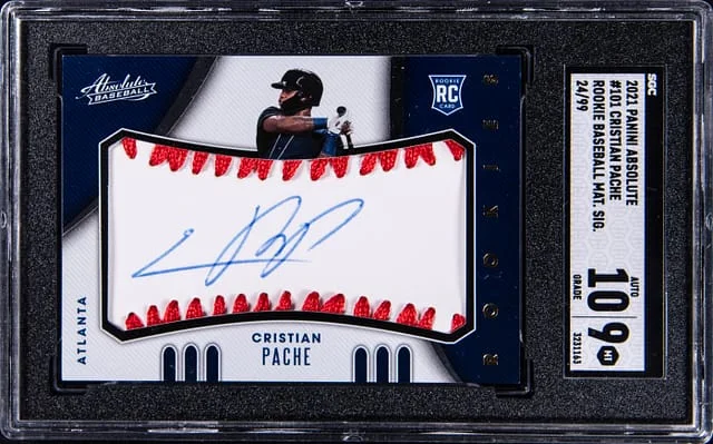 2021 Panini Absolute Baseball Cristian Pache Material Signature #101 card image