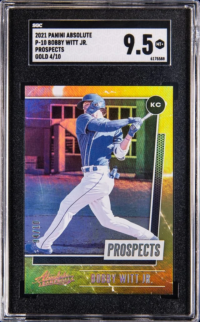 2021 Panini Absolute Bobby Witt Jr. Prospects Gold #P-10 card image