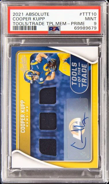 2021 Panini Absolute Cooper Kupp Tools Of The Trade Triple Memorabilia Prime #TTT10 card image