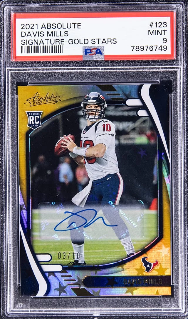 2021 Panini Absolute Davis Mills Gold Stars Signature #123 card image