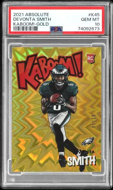 2021 Panini Absolute DeVonta Smith Kaboom! Gold #K45 card image
