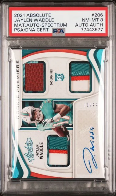 2021 Panini Absolute Jaylen Waddle Materials Autograph-Spectrum #206 card image