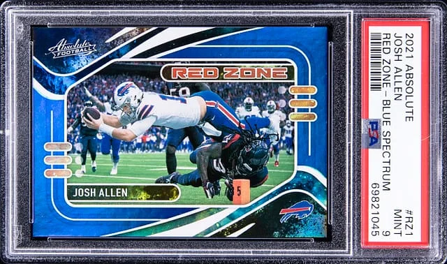 2021 Panini Absolute Josh Allen Red Zone Blue Spectrum #RZ1 card image