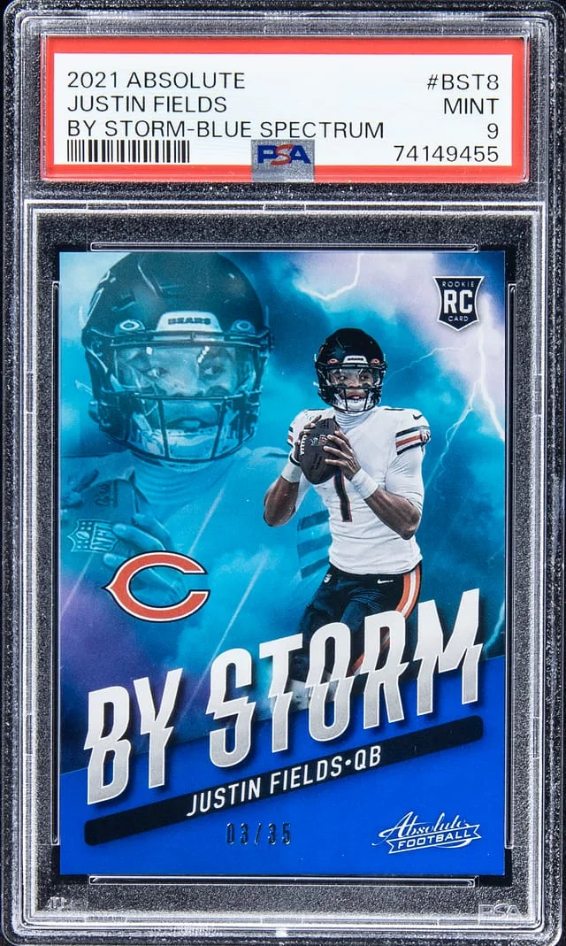 2021 Panini Absolute Justin Fields By Storm Blue Spectrum #BST-8 card image