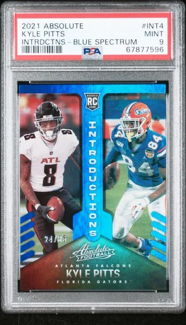 2021 Panini Absolute Kyle Pitts Introductions Blue Spectrum #INT-4 card image