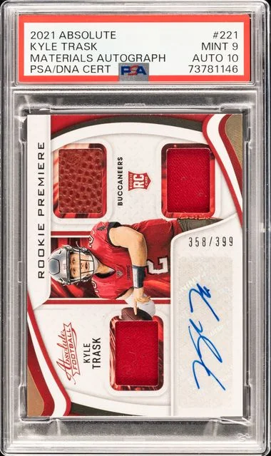 2021 Panini Absolute Kyle Trask Materials Autograph #221 card image