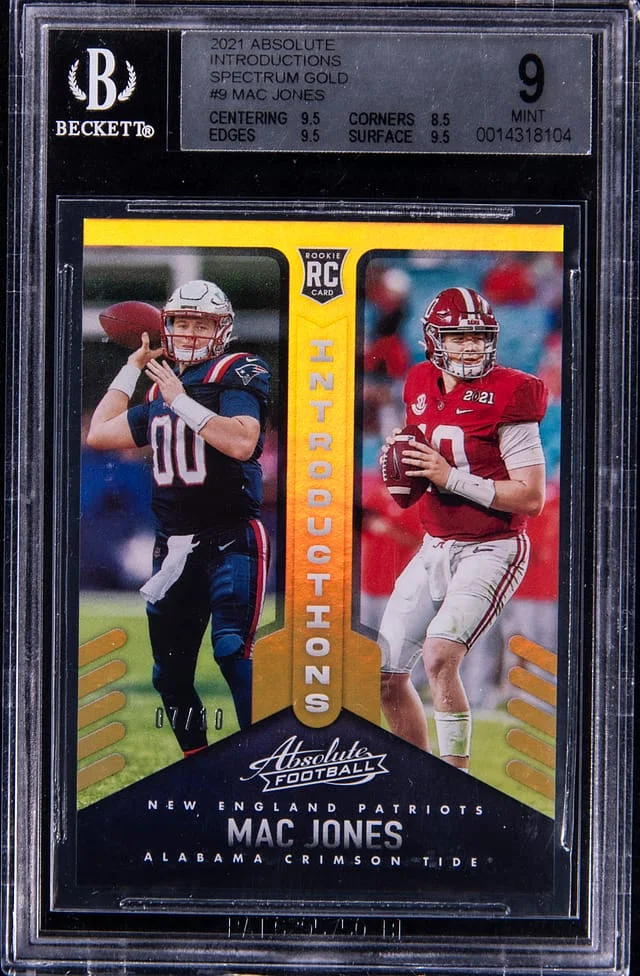 2021 Panini Absolute Mac Jones Introductions Red Spectrum #INT-9 card image
