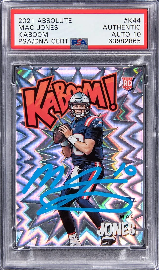 2021 Panini Absolute Mac Jones KABOOM! Gold #K44 card image