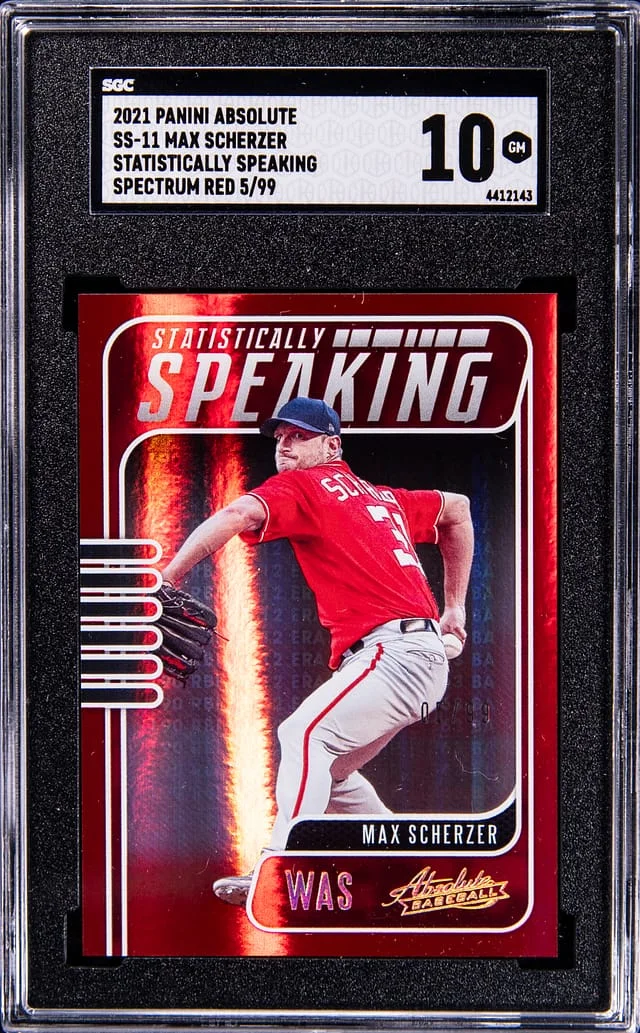 2021 Panini Absolute Max Scherzer Statistically Speaking #SS-11 card image