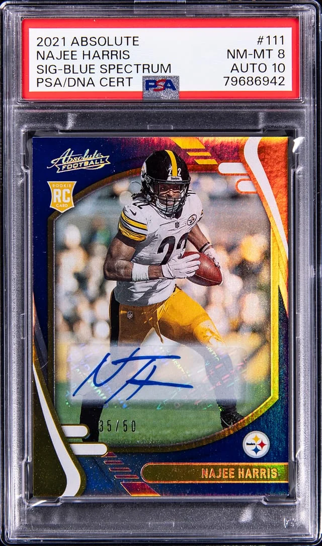 2021 Panini Absolute Najee Harris Signature-Blue Spectrum #111 card image