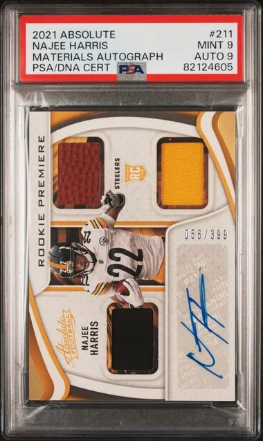 2021 Panini Absolute Najee Harris Materials Autograph #211 card image