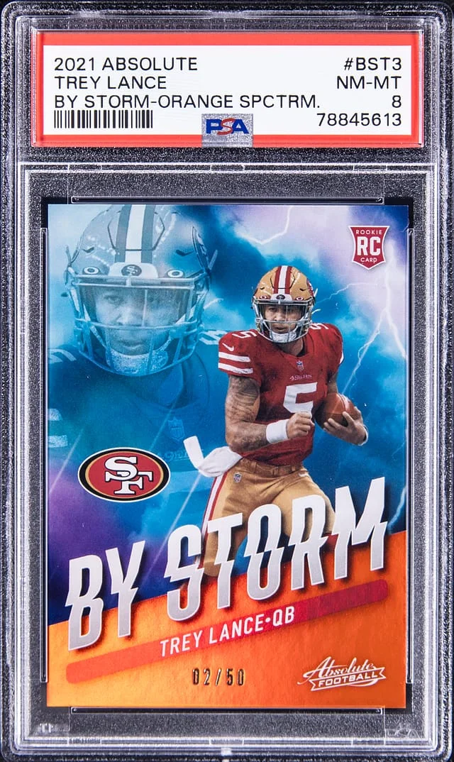 2021 Panini Absolute Trey Lance By Storm Orange Spectrum #BST-3 card image