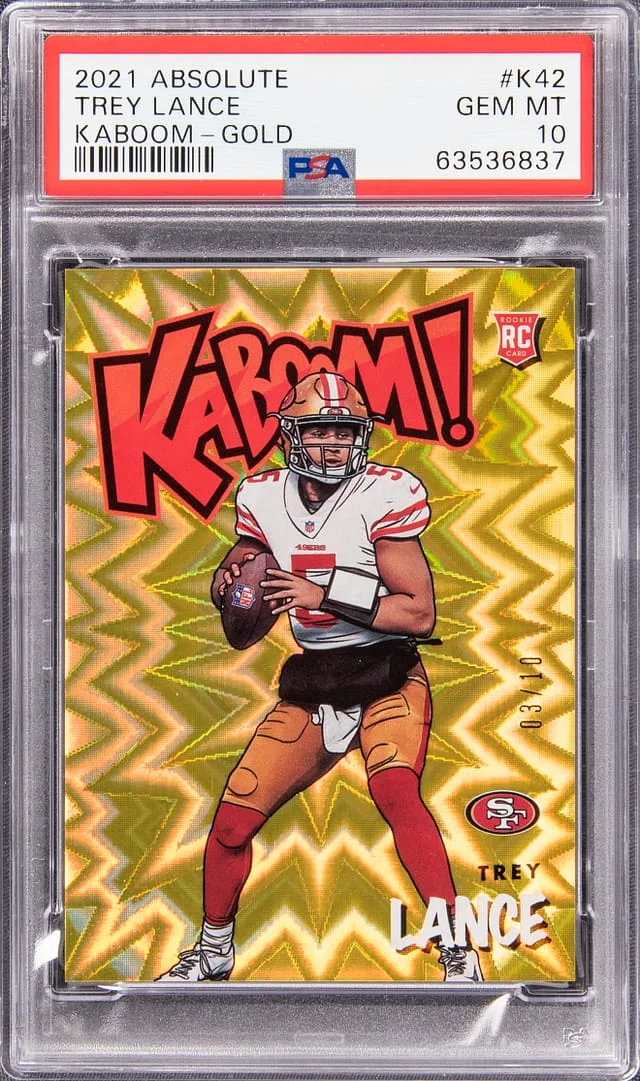 2021 Panini Absolute Trey Lance KABOOM! Gold #K42 card image