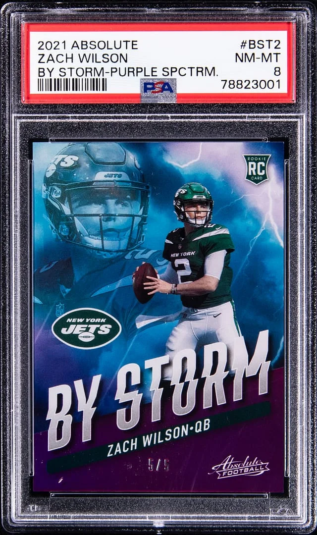 2021 Panini Absolute Zach Wilson By Storm Purple Spectrum #BST-2 card image