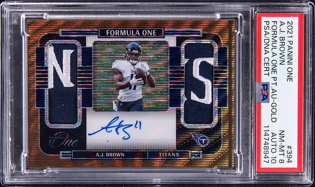 2021 Panini AJ Brown One Formula One Patch Autograph Gold #394 card image