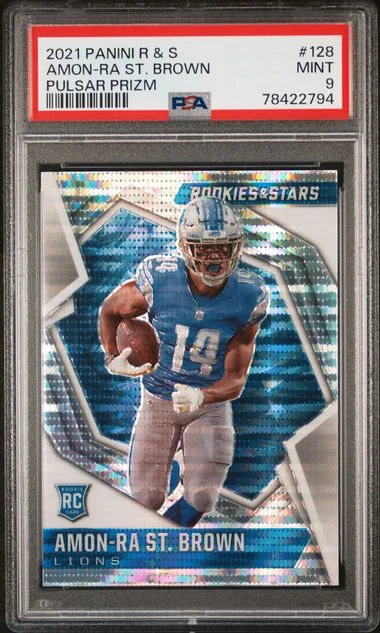 2021 Panini Amon-Ra St. Brown Rookies & Stars Pulsar Prizm #128 card image