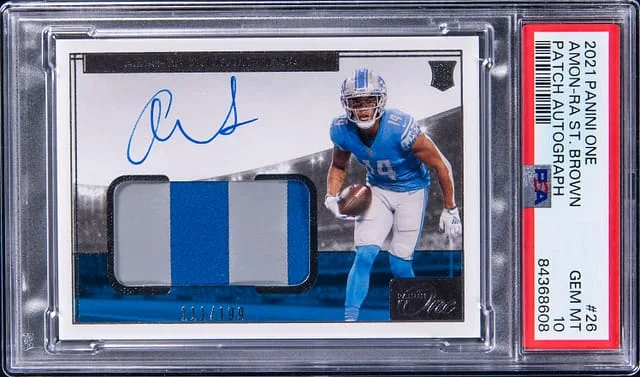 2021 Panini Amon-Ra St. Brown One Bronze Jersey Autographs #26 card image