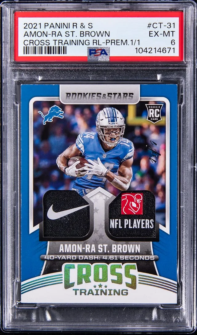 2021 Panini Amon-Ra St. Brown Rookies & Stars Cross Training Relics Premium #CT-31 card image