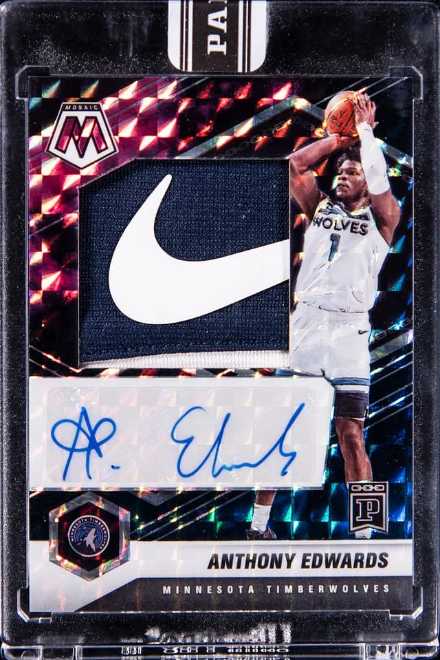 2021 Panini Anthony Edwards Blockchain Nike Patch Autographs Nebula #NPA-AED card image