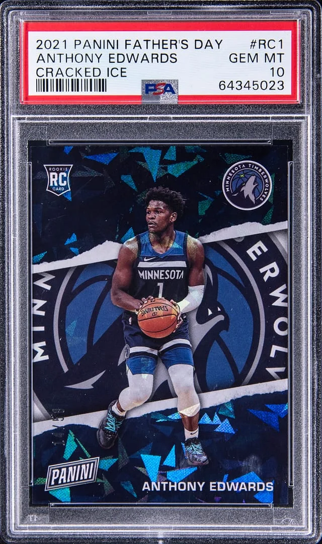 2021 Panini Anthony Edwards Fathers Day Cracked Ice #RC1 card image