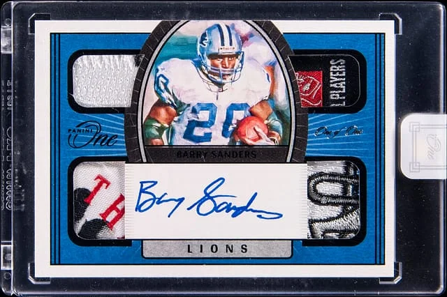 2021 Panini Barry Sanders One Quad Patch Autograph Black #59 card image