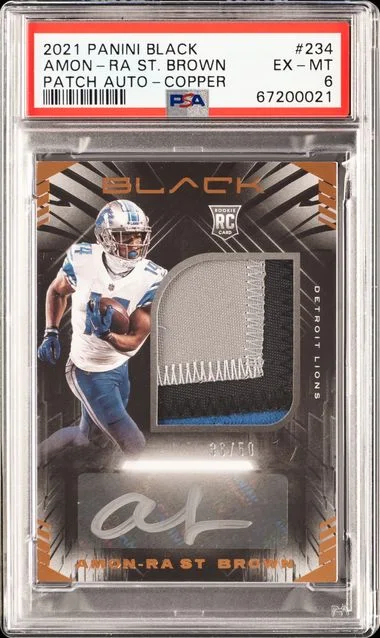 2021 Panini Black Amon-Ra St. Brown Patch Autograph-Copper #234 card image