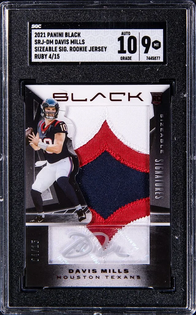 2021 Panini Black Davis Mills Sizeable Signatures Jersey Ruby #SRJ-DM card image